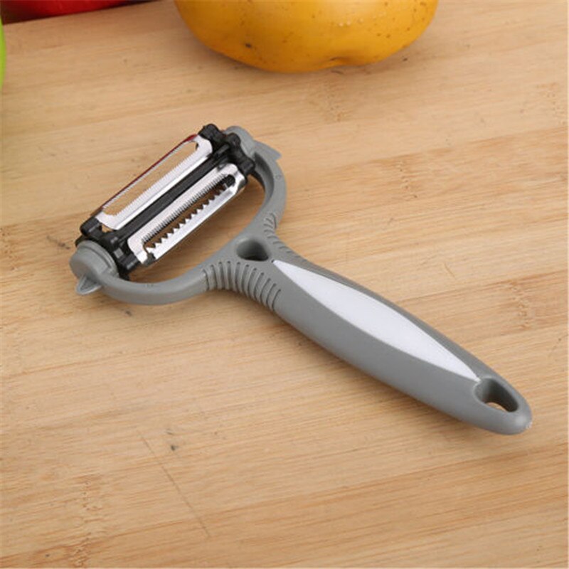 Stainless Steel Rotary Potato Peeler Zester Vegetable Fruit Cutter Kitchen 3 Blade: Gray