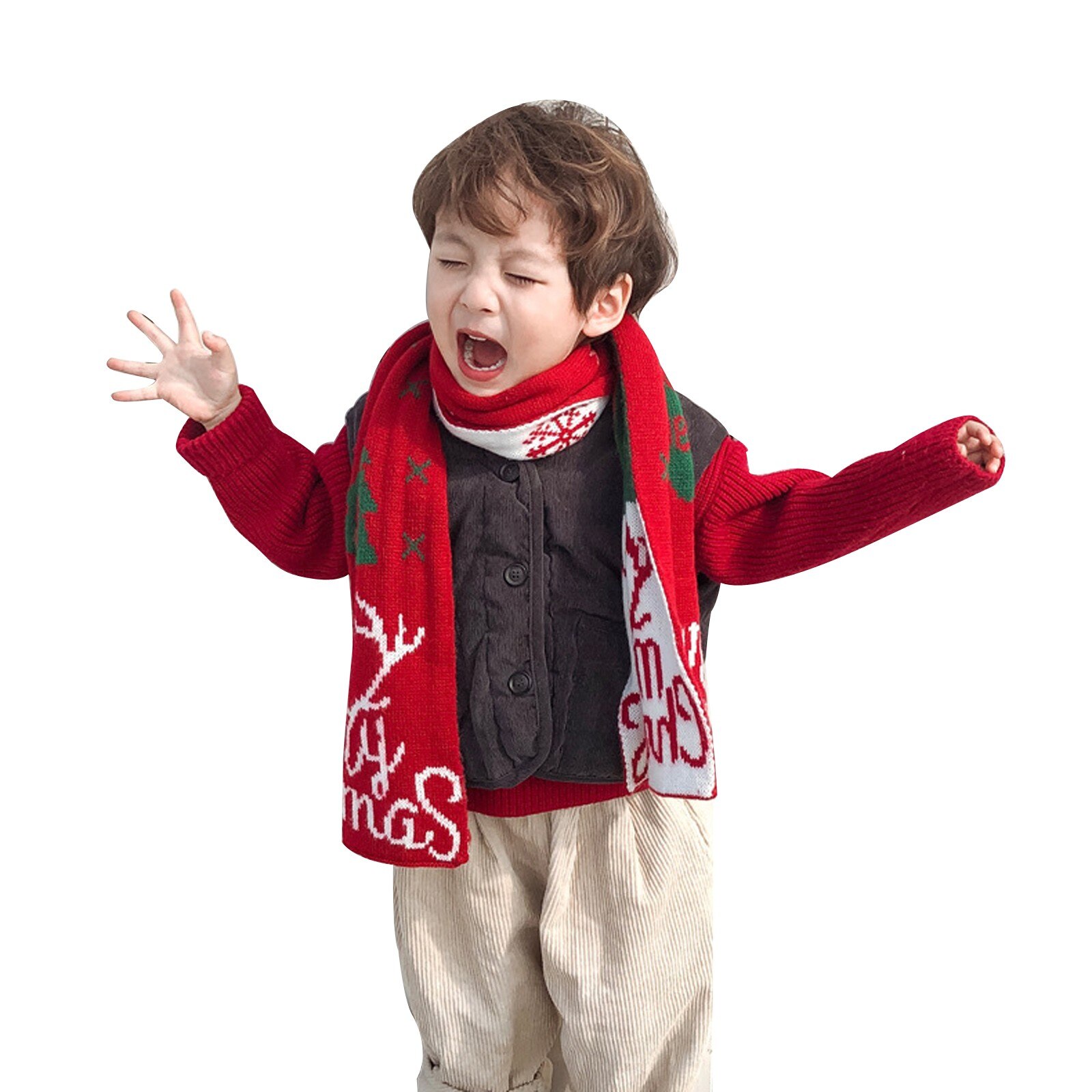 Vrouwen Kind Volwassen 'S Sjaal Rode Mode Gedrukt Zachte Winter Warm Nuttig Ouder-kind Voor Kerst Rode Gebreide Sjaal foulard Femme