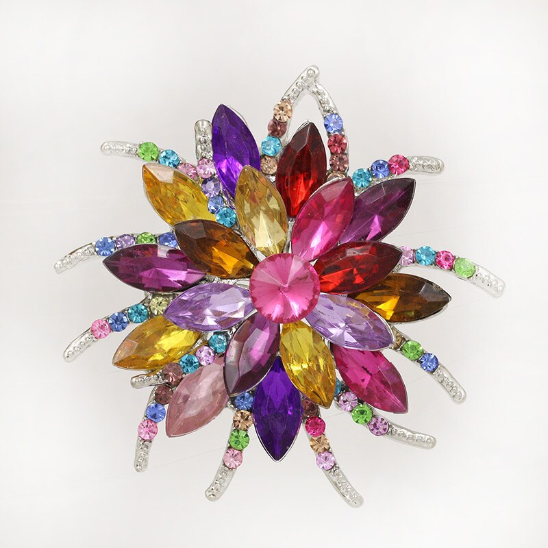 Baiduqiandu Brand Shining Crystal Trendy Bloem Broche Pins Sieraden in Verschillende Kleuren voor Vrouwen: multi