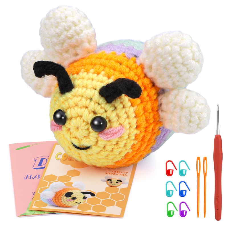 Crochet Beginner's Tool Kit Crochet Animal Tool Kit with Tutorials Little Bee Complete Starter Kit Handicraft Supplies: Navy
