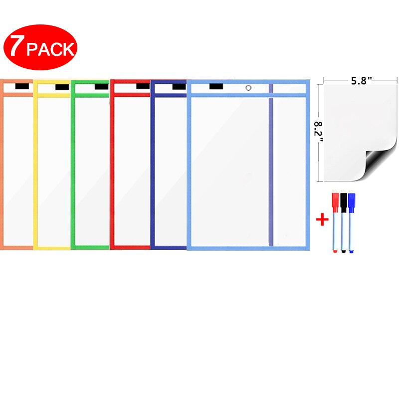 Blød magnetisk whiteboard gennemsigtig tør viske lommer besked skrift tegning dør whiteboard brugt til undervisning forsyninger markør: 6 poser 53p