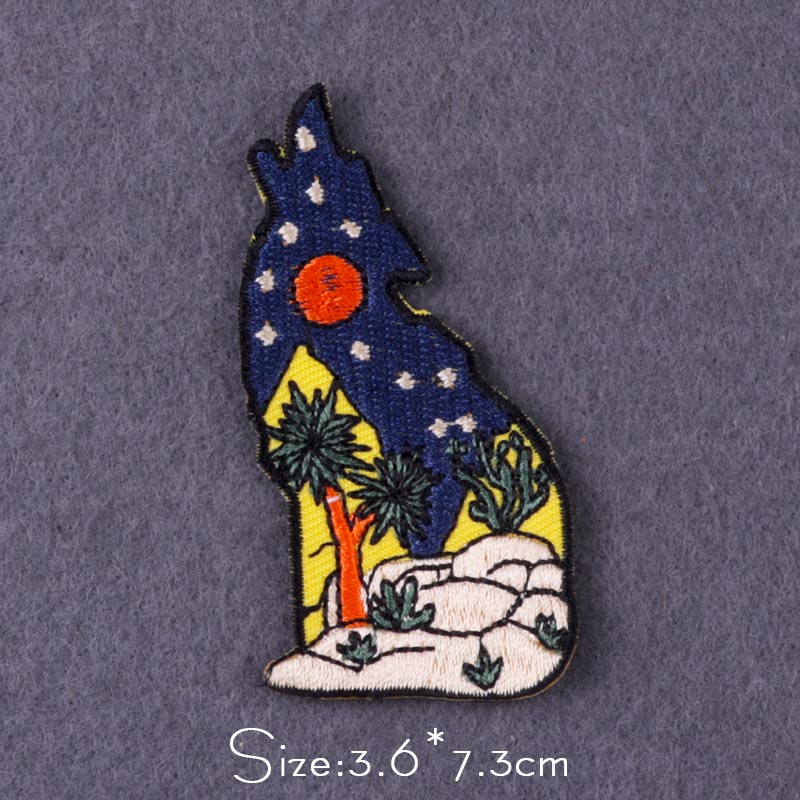 Parches de oso/Lobo para ropa, bordado de Camping de montaña, pegatinas de rayas de viaje de aventura, parches para planchar en la ropa
