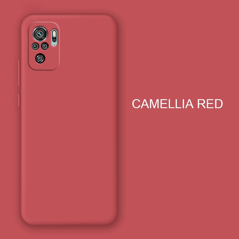 Funda de silicona líquida estuche para Xiaomi Redmi note 10 Pro note10 Pro funda de protección para Redmi note 10 Pro note10 carcasa cámara completa, suave: Redmi note 10 Pro / camellia red