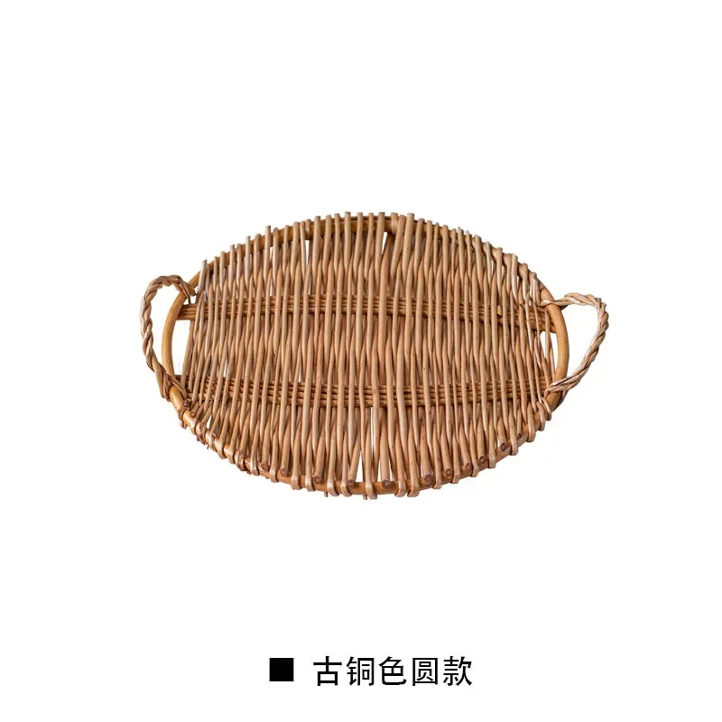 Rotan opbergvak diner koffie ontbijt serveren brood lade ronde rechthoek handgeweven voedselmand met handvat woondecoratie: lichtgroen