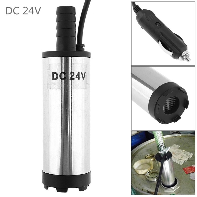 Diesel 38mm fordonsmonterad elektrisk mikropump  dc12v 24v auto bil elektrisk dränkbar pump bränsle vatten dieselolja fatpump: 24v billaddare