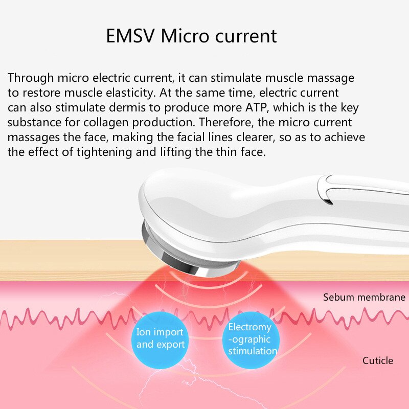 Ultrasonic Facial Cleaning Instrument EMS Microcurrents Pore Cleaner