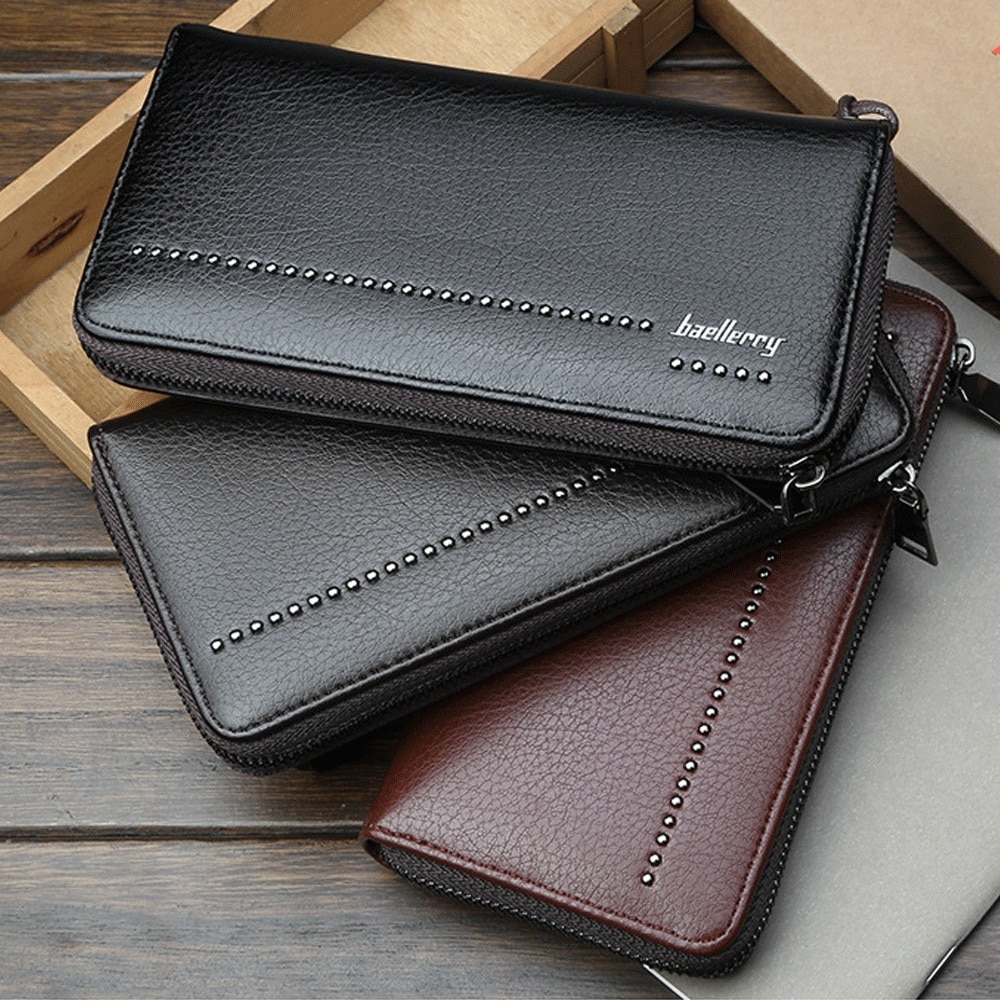 Vintage Men's Wallet PU Leather Solid Waterproof ID Credit Card Holder Card Pack Long Purse