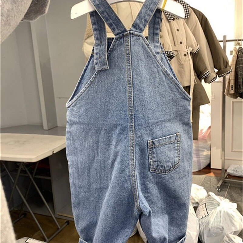 Wlg jongens meisjes overalls baby jongenskleding lente herfst denim beige blauw zwart overall kinderen all-match kleding voor 1-6t