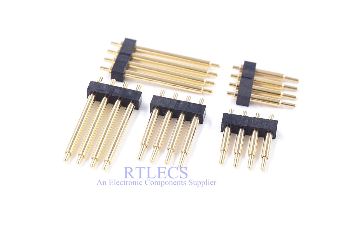 2pcs Spring Loaded Pogo Pin Connector 4 Pin 2.54 mm Pitch 3.0 to 20.5 mm Height Choose to order Single Through Holes PCB