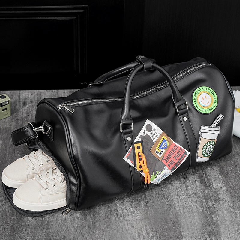 Tidog Korean men&#39;s bag badge fitness bag with shoes handbag travel bag