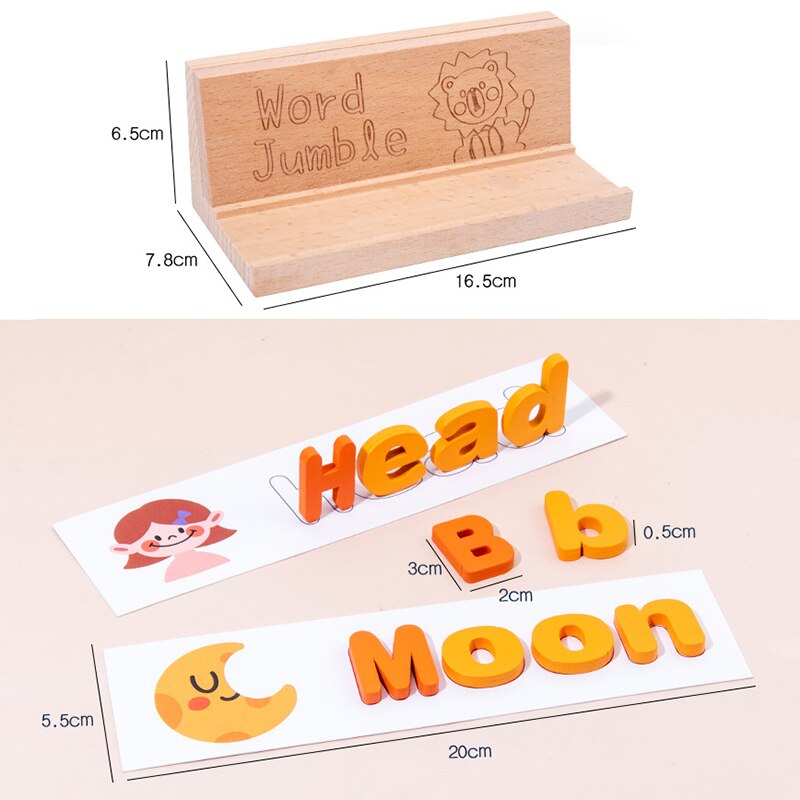 Wooden Alphabet Letter Learning Cards Set Word Spelling Practice Game Toy English Letters Spelling Card Word Toys