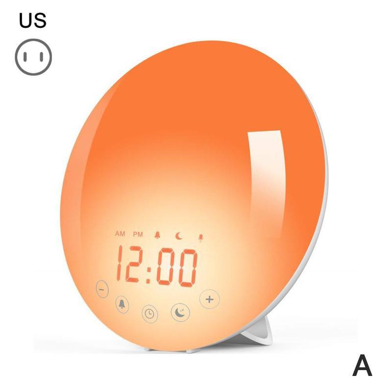Fm Radio Dual Alarm Wake Up Light Wifi Smart Workday Alarm Clock With 7 Colors Sunrise/sunset Digital Led Bedside Lamp Beat: A