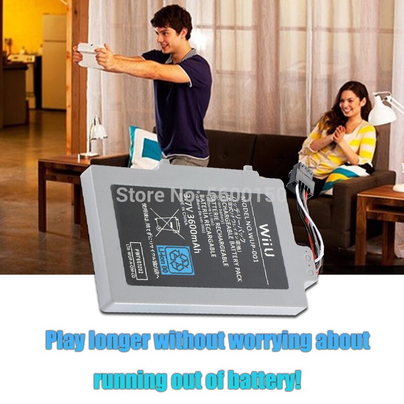Paquete de batería recargable de ión-litio para Nintendo Wii U, 3,7 V, 3600mAh, baterías de repuesto para mando