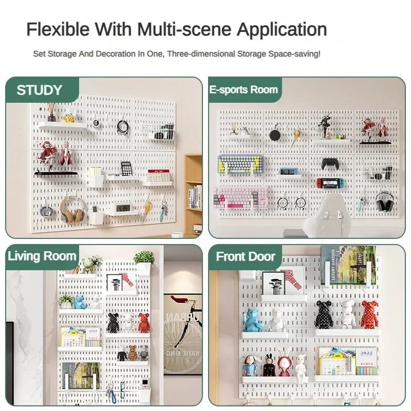 Nordic Pegboard Wall DIY Door Organizer Mounted Rack Garage Panel Shelf Kitchen Display Shelf Accessory Organizer Perforated
