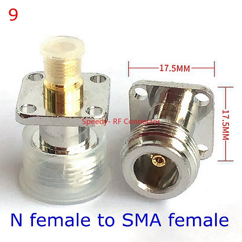 Conector recto de brida de 4 orificios L16 N a SMA macho hembra L16 tipo N a brida RPSMA mamparo con tuerca de junta tórica adaptador a prueba de agua: Plata