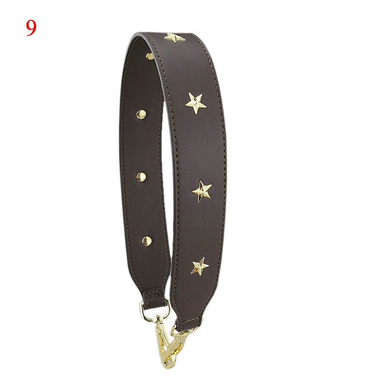 4cm bred axelrem i läderblomma lång nit pentgram crossbody-rem handväska bälte färgglad väska tillbehör: 9