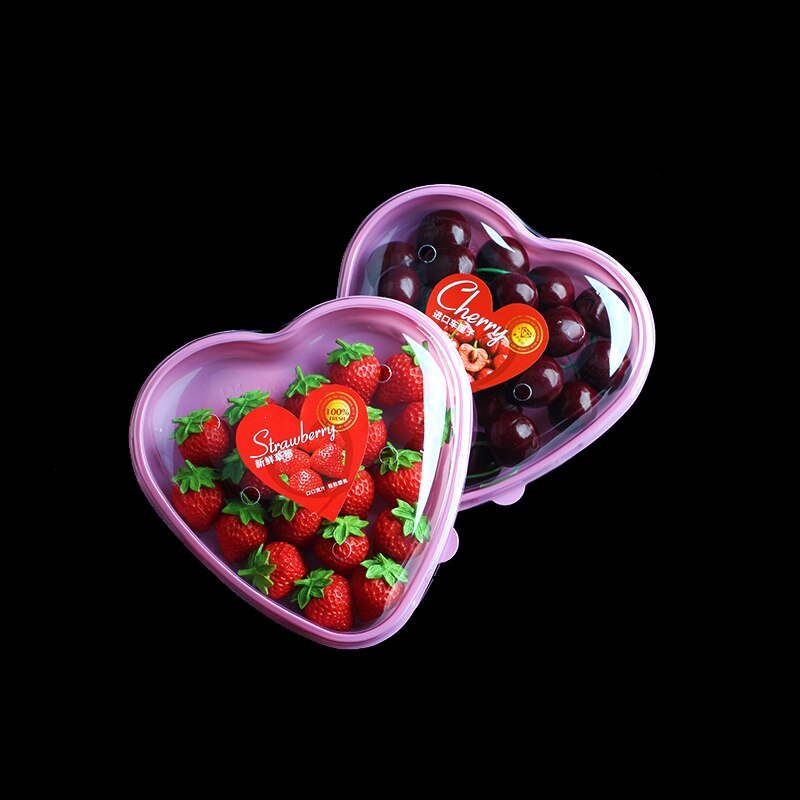 Misource 50Pcs Berry Lade Container Cherry Tomaat Aardbei Hartvorm Verpakking Dozen Voor Verpakking