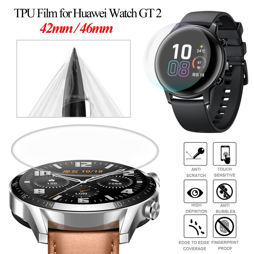 Protecteur d'écran pour Huawei Watch GT 2, Film de protection en Hydrogel TPU souple, 1 pièce/2 pièces, 42mm 46mm, pour montre intelligente,