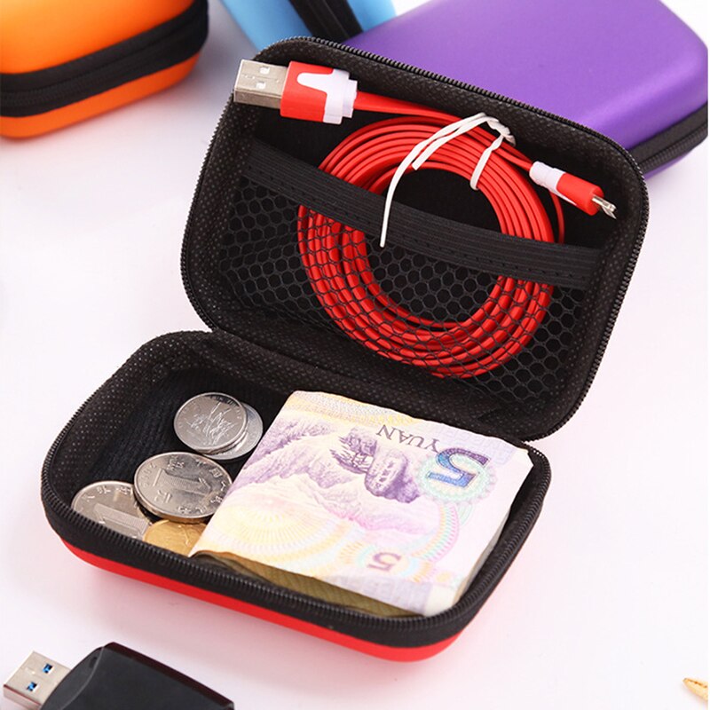 Custodia per cuffie portatile caricabatterie cavo dati cuffia custodia per il trasporto scatola per monete borsa per borsa scatola per cavi USB Organizer