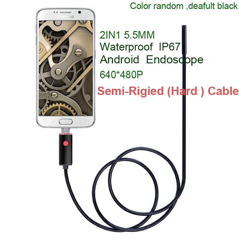 5.5mm 7/8mm 1M 2M 5M 10M USB Cable Waterproof 6 LED Android Endoscope 1/9 CMOS Mini USB Endoscope Inspection Camera Borescope: 5.5mm hard cable / 2M Cable