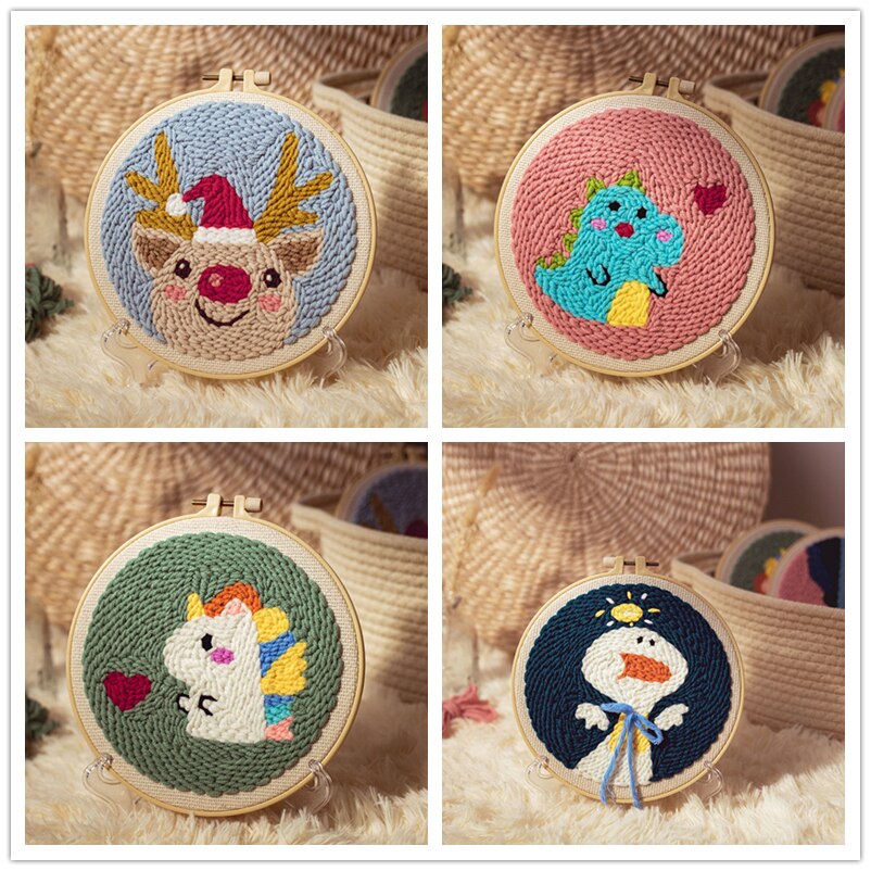 Punch Embroidery Kit Easy Punch Needle Embroidery Kit with Hoop for Beginner Handmade Sewing Kits Craft