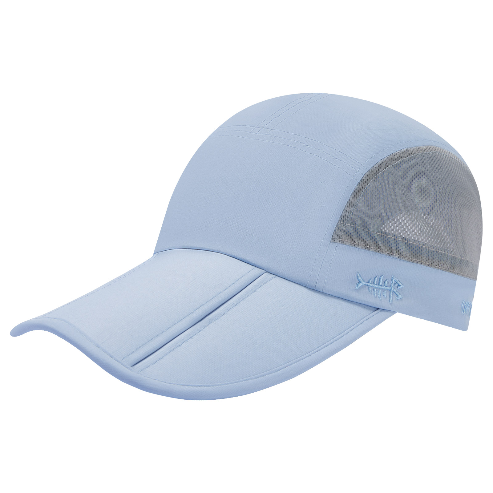 BASSDASH Gorra de béisbol de pesca plegable UPF 50+ resistente al agua al aire libre sombreros de ala portátiles para mujeres hombres senderismo ajustable: Azul cielo