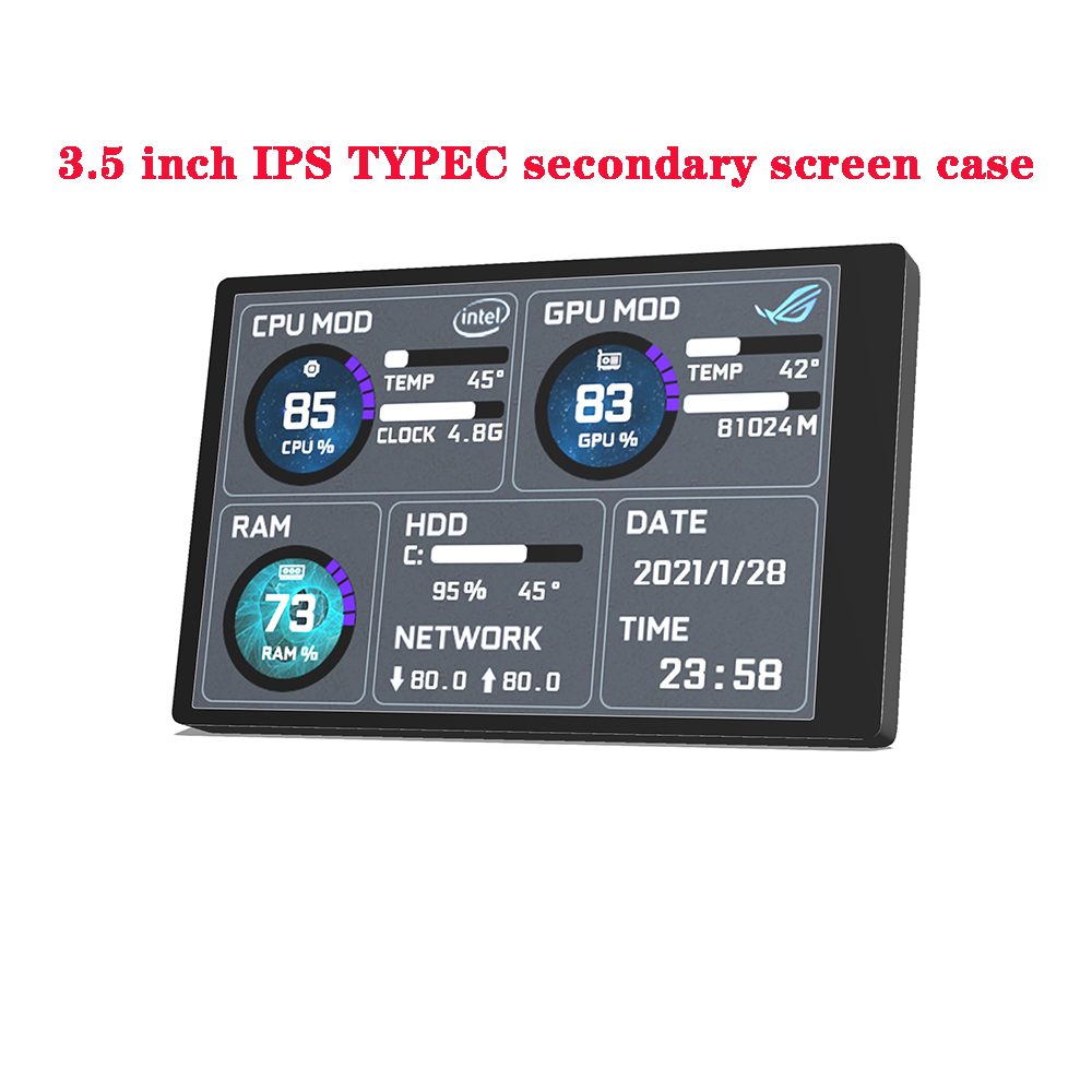 3.5 Inch 320*480 Mini Capacitive Screen IPS Module For Aida64 Chassis USB Computer Monitor USB LCD Display PC MOD Case