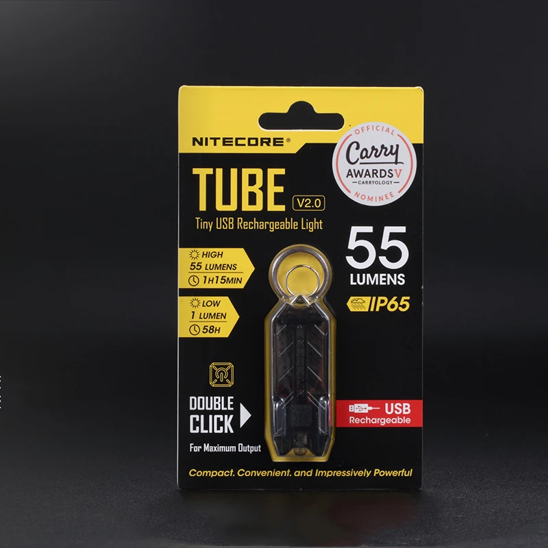 Nitecore-tubo V2.0 de 55 lúmenes, EDC recargable por USB linterna de bolsillo, lámpara de poste en U, llavero de luz, 100% original