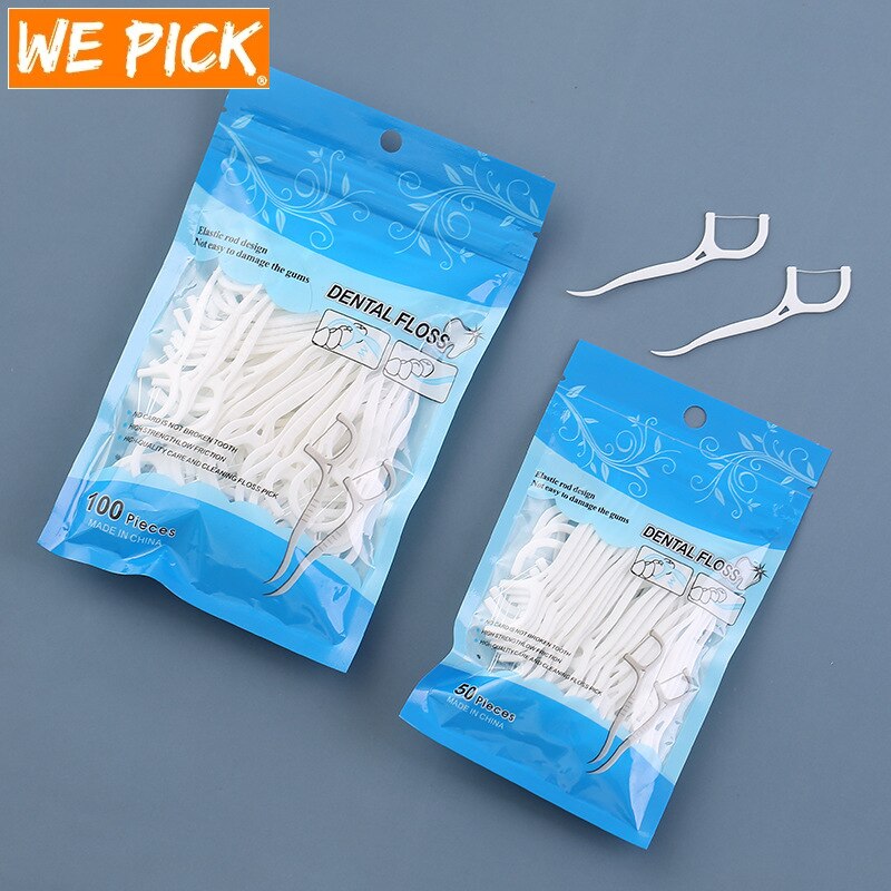 100pcs Dental Floss Flosser Picks Toothpicks Teeth Stick Tooth Cleaning Interdental Brush Dental Floss Pick Cleaning Tooth