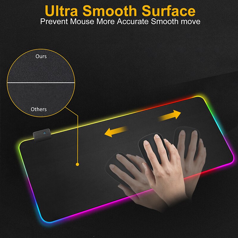 RGB Gaming Mouse Pad LED Backlit Carpet Big size Game Keyboard Mousepad XXL Carpet Surface Mause Pad Keyboard Desk Mat