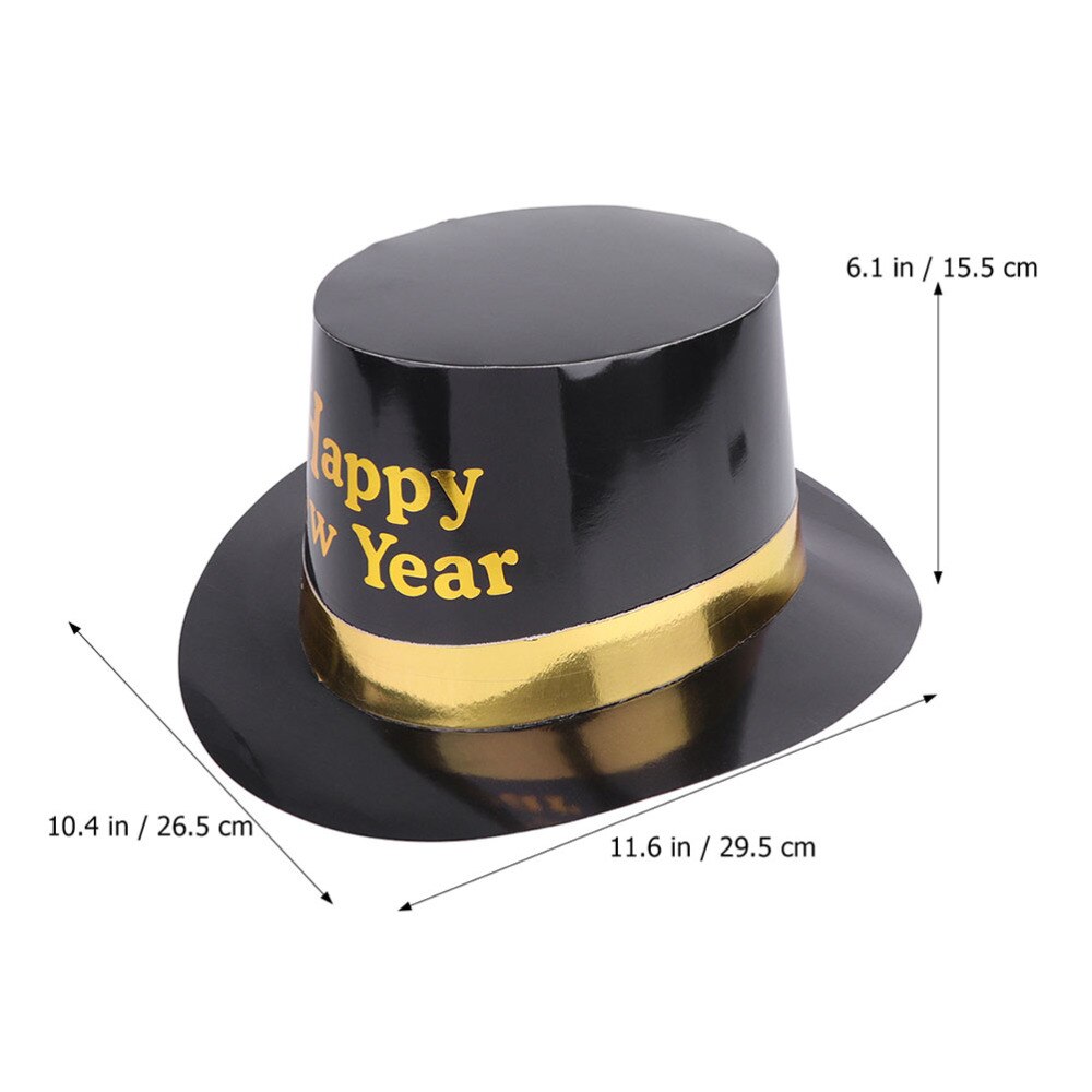 3pcs Party Cap Happy Year Letter Tophat Paper Hats Headdress Decorations Party Favors for Cosplay Party (Yellow Let