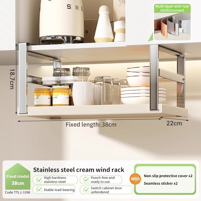 Armario de cocina debajo del estante colgante, capa colgante retráctil, cesta de almacenamiento multifuncional, organizador de especias, accesorios para gabinete: Gris claro