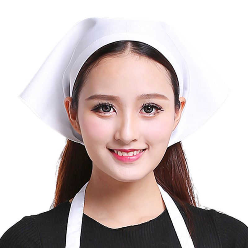 Gorro triangular estilo japonés para hombre y mujer, pañuelo para la cabeza, toalla, Cocina, Restaurante, Chef: White