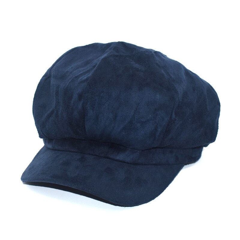 Dambasker unisex höst och vinter tidningspojkehatt manlig varm åttakantig hatt manlig detektivhatt retro platt topphatt  c9: Blå