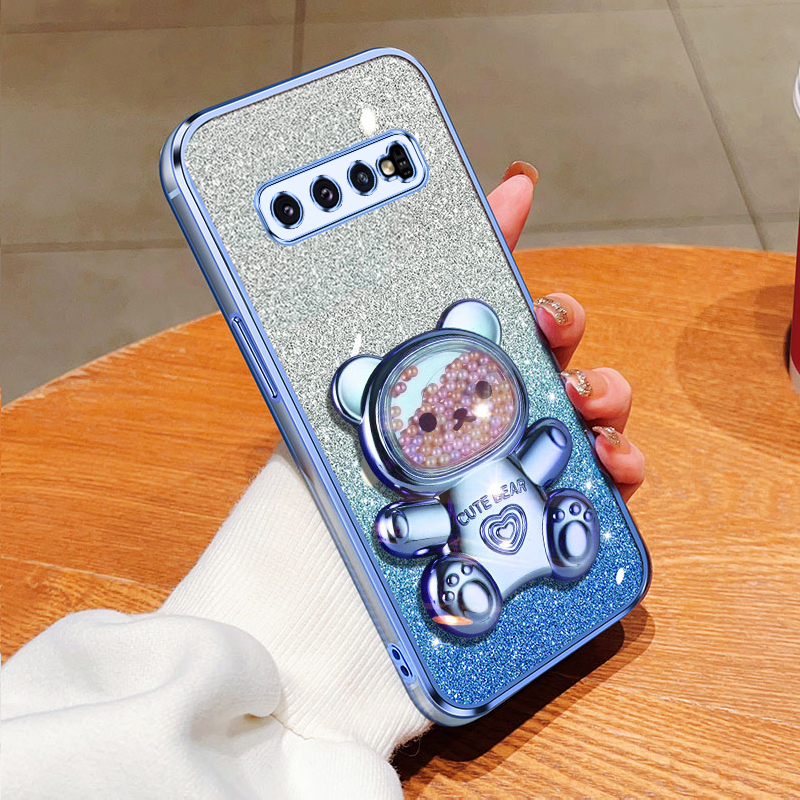S 9 8 10plus Quicksand Bear Glitter Holder Phone Case On For Samsung Galaxy S8 S10 S9 Plus s9 s8plus s10 s 8 Stand Cover