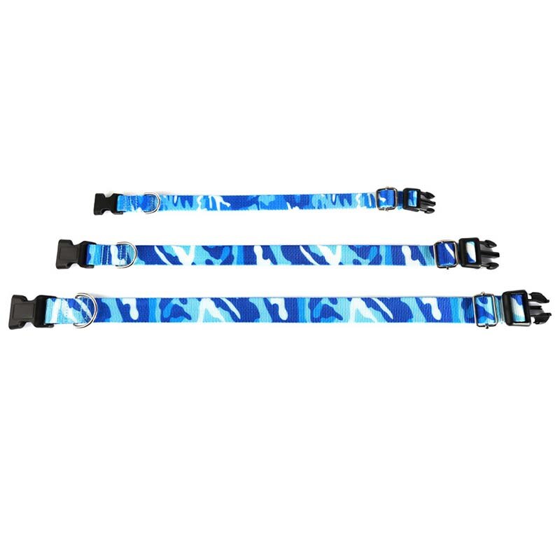 Camuflaje Azul Nylon Collar para perros y gatos Collar mediano grande y pequeños animales al aire libre paseo suministros Anti disturbios Rush de la correa de perro