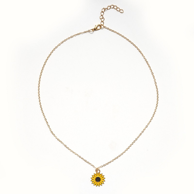 Collier avec pendentif marguerite tournesol, bijou coréen en or, pour ami,