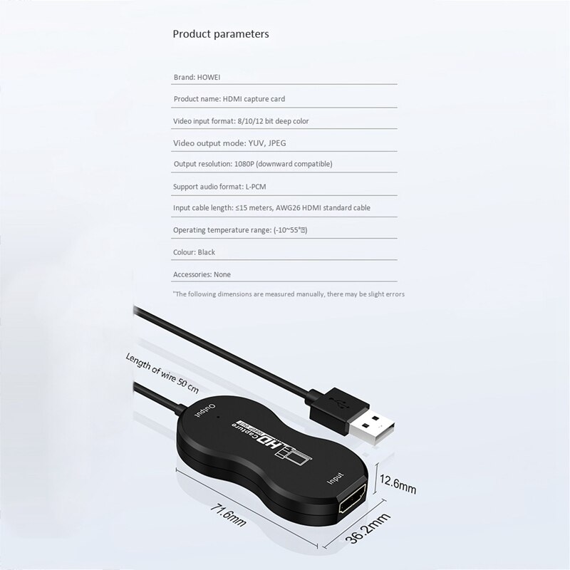 with Smart Chip USB to HDMI High-Definition Video Collector Game Live Recording Monitoring Capture Card