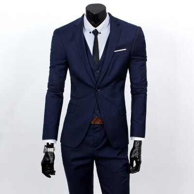 Zogaa herrkostymer herrdräkter affärskläder slim fit brudgumskostymer 3 stycken kostymer för män fritidsdräkter: Drakblått / M