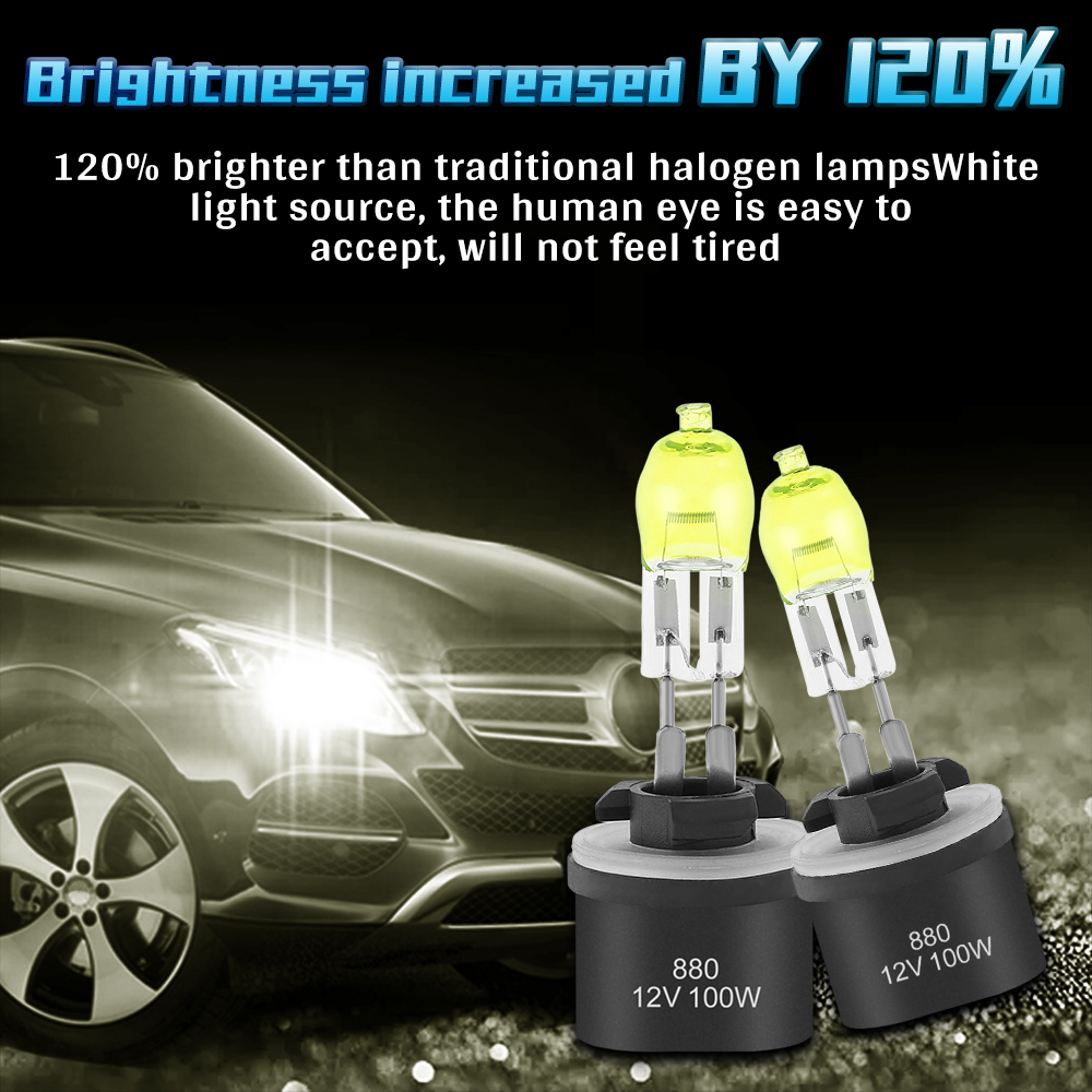 2 uds 3000LM 100W bombilla halógena para coche lámpara HOD 2800K luz amarilla faro delantero H1/H3/H4/H7/880/881/9005/9006
