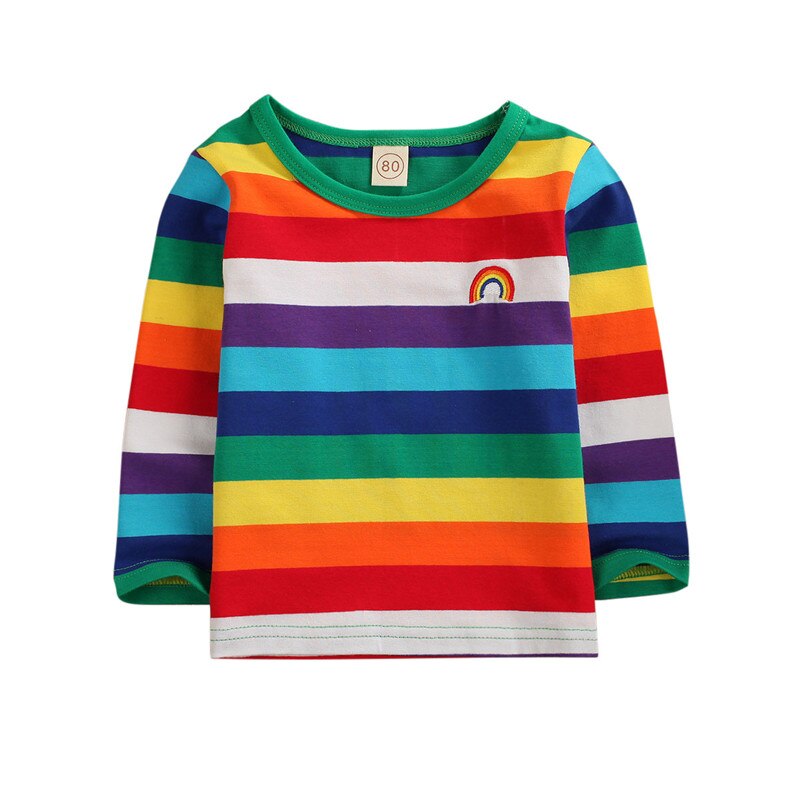 CANIS baby's t-shirts Newborn Toddler Baby cothing Girls Rainbow Casual Pullover T-Shirt Tops Striped Dress