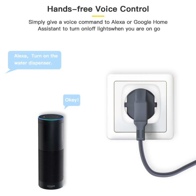 WiFi Smart Plug EU Adapter Wireless Remote Voice Control Socket Timer Socket For Use With Alexa Google Home