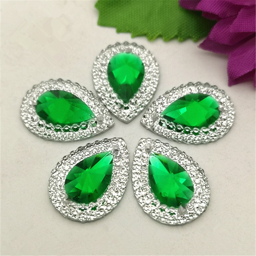 Diy 20 Stuks Mix 13Mm * 18Mm Resin Vorm Plaksteen Strass Bruiloft Decoratie: Green 20pcs