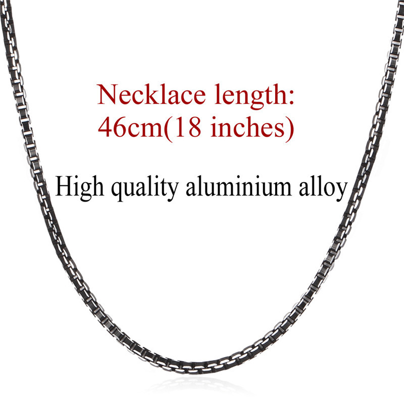 Collare Men Chain Necklace Hip Hop Box Link Chain 6mm Width 316L Stainless Steel Black Men Jewelry N511: 3mm wide 46cm