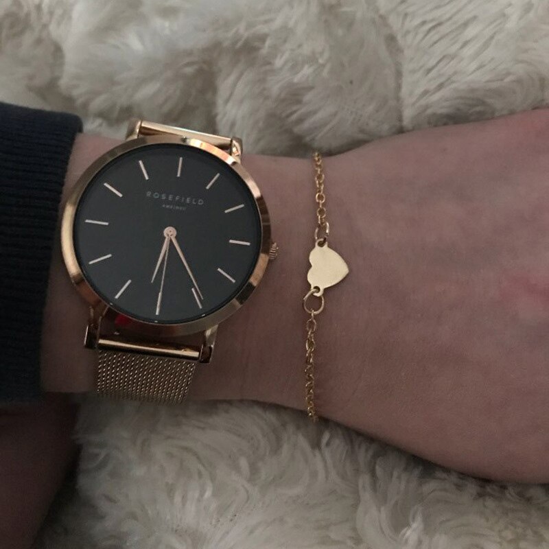 Minimalist Korean Trend Simple Metal Thin Chain Heart Bracelet For Women Girls Birthday Party Jewelry 2B068: 2B276 gold