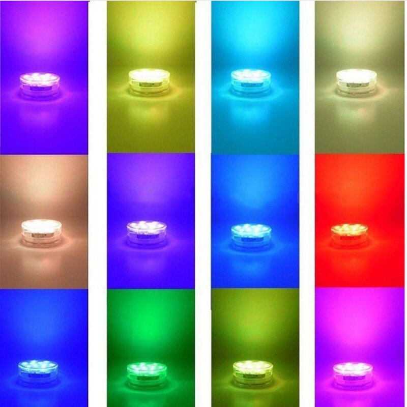 10 Led Remote Controlled RGB Submersible Light Battery Operated Underwater Night Lamp Vase Bowl Outdoor Garden Party Decoration