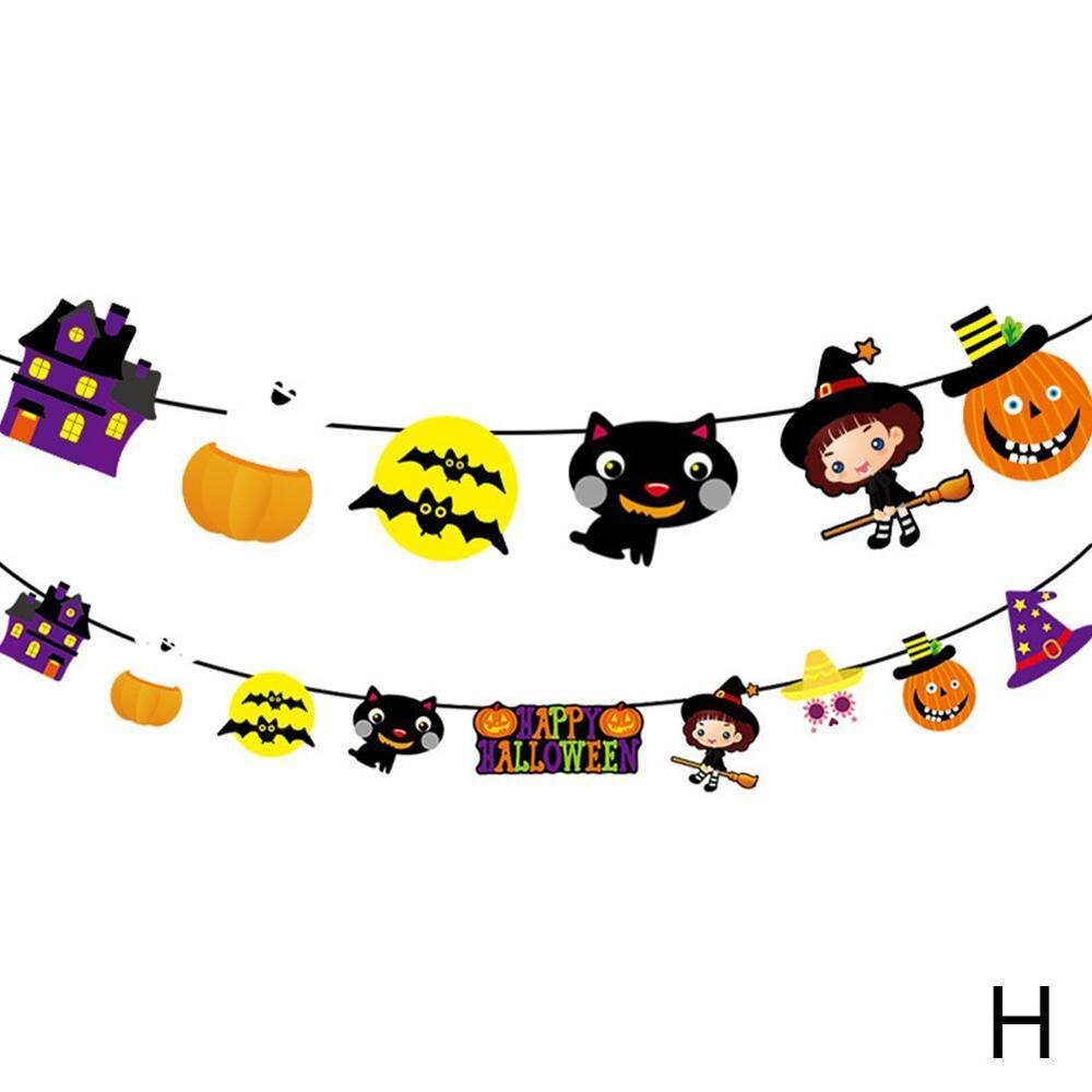 3m halloween trekant pull flag flagermus kranium græskar papir banner halloween fest dekorationer græskar bunting flag party levering: H