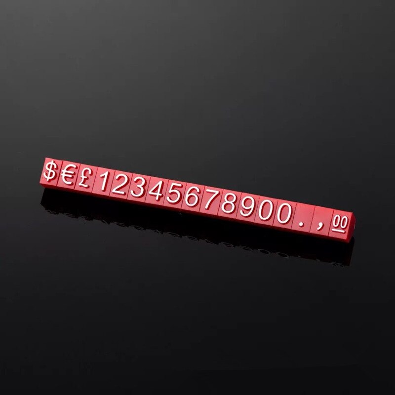 4*6mm Jewelry Pricing Cube Angled Set Small Pricing Block Kit Number Price Label Tag Price Display Stand: Red White Digits