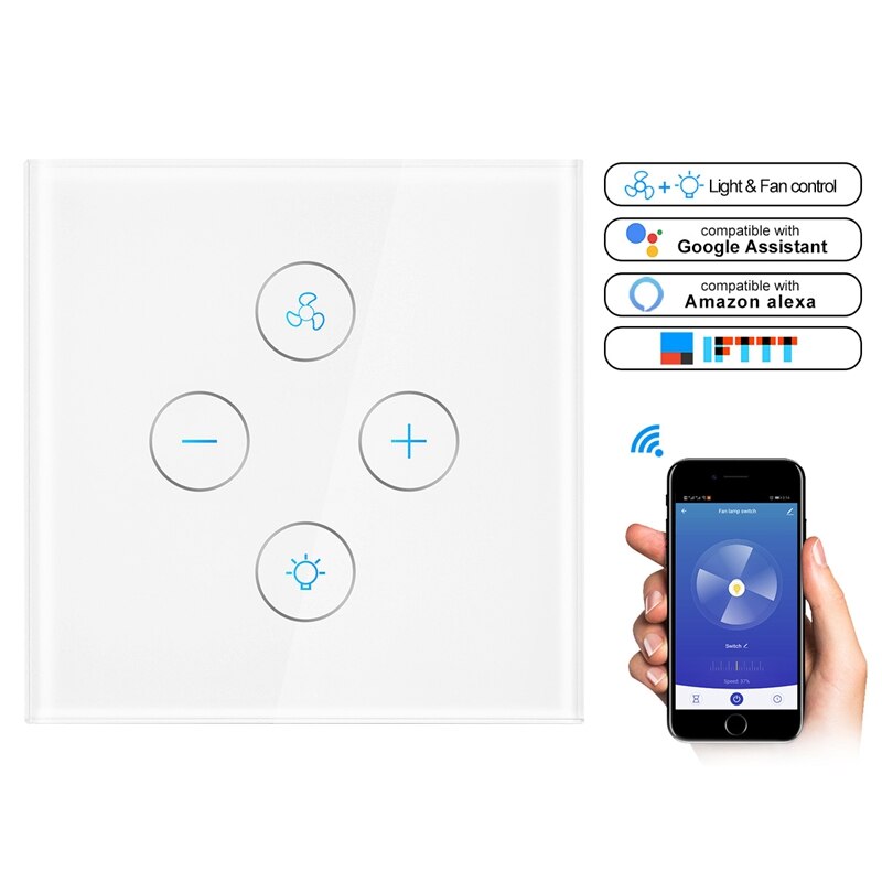 Wifi Smart Ceiling Fan Light Wall Switch,Smart Life/Tuya App Remote For Fan Light Compatible With Alexa