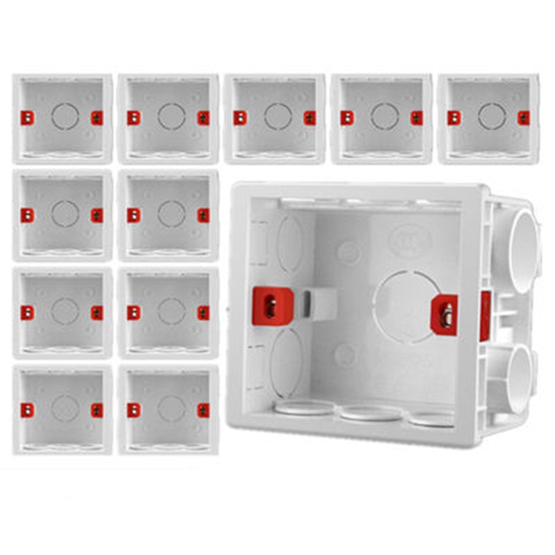 Adjustable 86 Switch socket Box,Mount Back Box Plasterboad 50mm Depth Wall Switch Wall Socket Mounting Cassette BOX,PVC,12 PCS